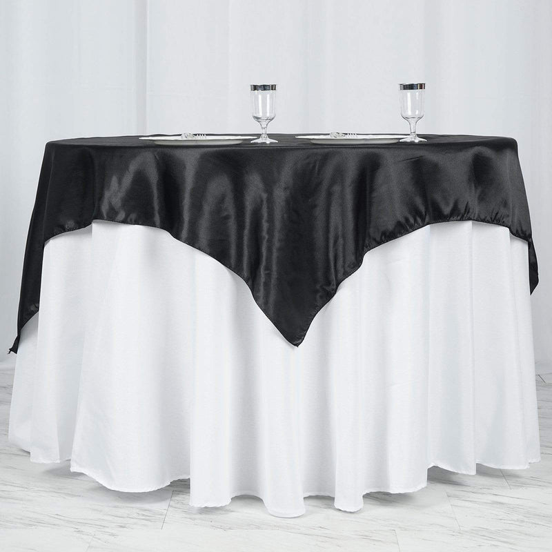 60" x 60" Satin Table Overlay LAY60_STN_BLK