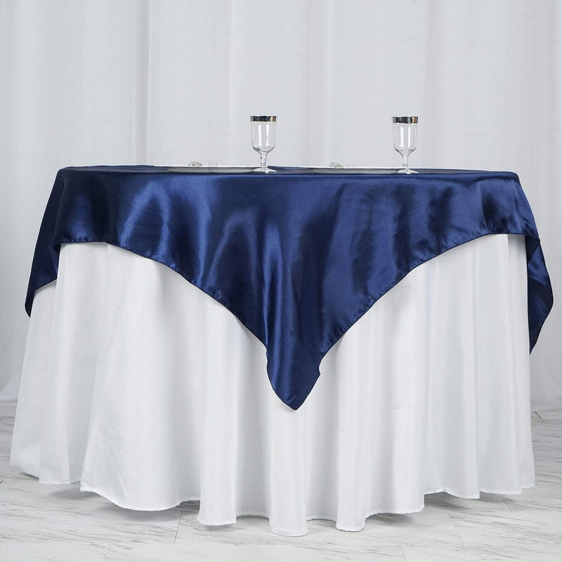 60" x 60" Satin Table Overlay LAY60_STN_NAVY