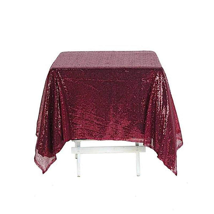60" x 60" Sequined Table Overlay LAY60_02_BURG