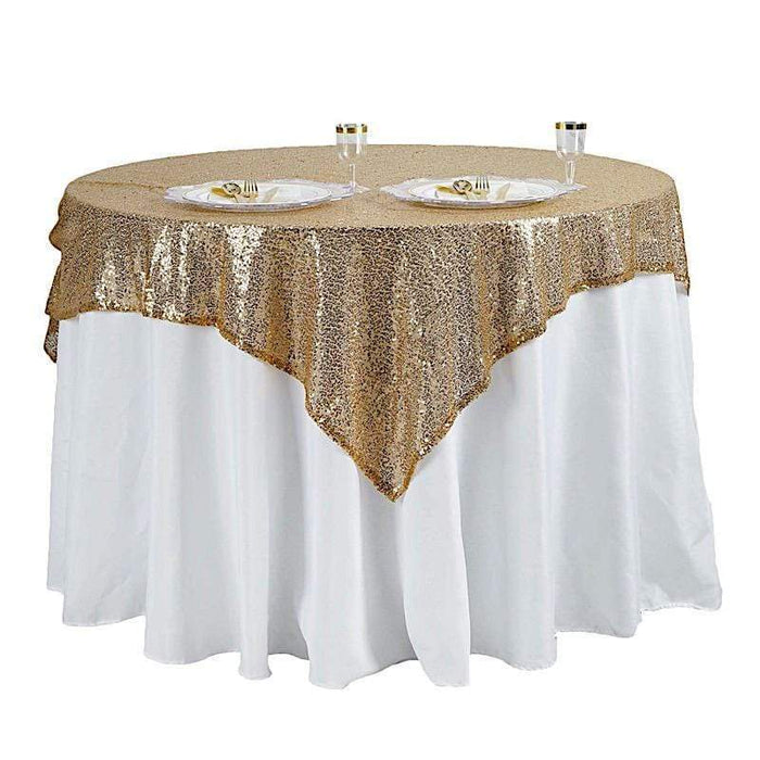 60" x 60" Sequined Table Overlay LAY60_02_GOLD