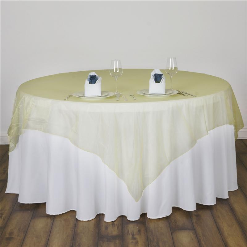 60" x 60" Sheer Organza Table Overlay LAY60_ORG_YEL