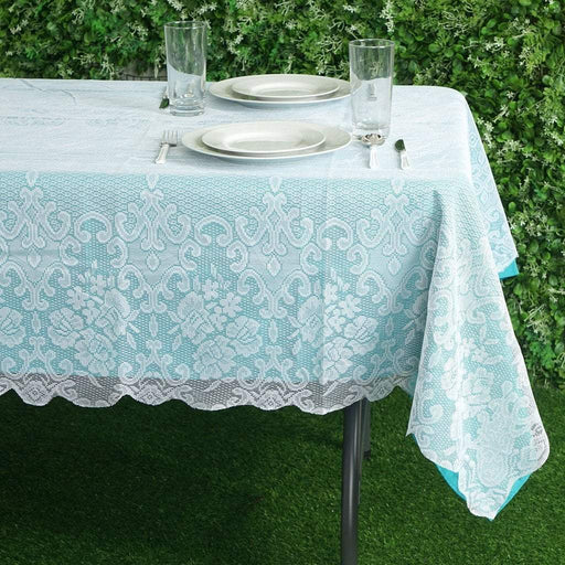 60" x 90" Floral Lace Rectangular Tablecloth TAB_LACE01_6090_WHT