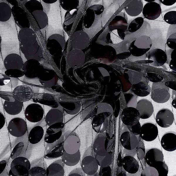 60"x102" Large Payette Sequin Rectangular Tablecloth - Black TAB_71_60102_BLK