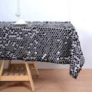 60"x102" Large Payette Sequin Rectangular Tablecloth - Black TAB_71_60102_BLK