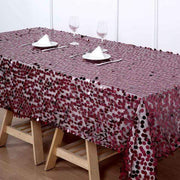60"x102" Large Payette Sequin Rectangular Tablecloth - Burgundy TAB_71_60102_BURG