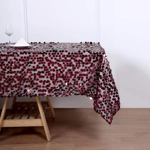 60"x102" Large Payette Sequin Rectangular Tablecloth - Burgundy TAB_71_60102_BURG