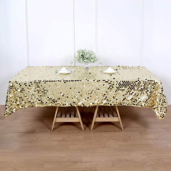 60"x102" Large Payette Sequin Rectangular Tablecloth - Champagne TAB_71_60102_CHMP