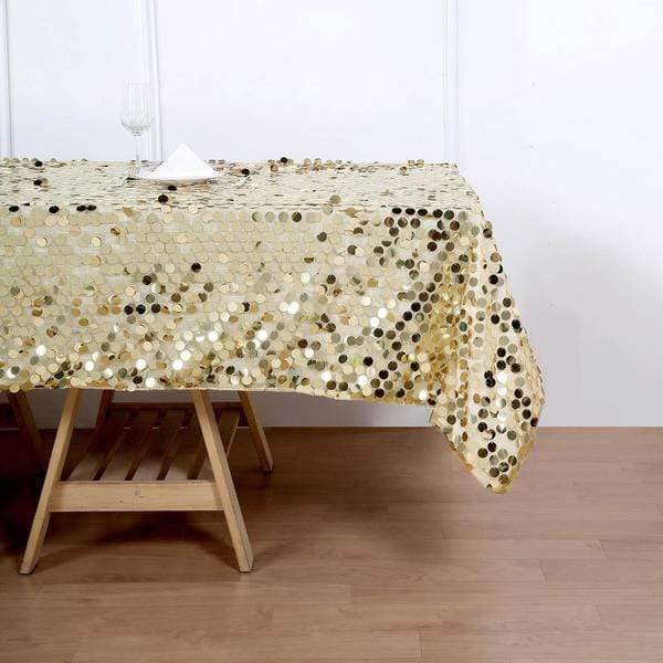 60"x102" Large Payette Sequin Rectangular Tablecloth - Champagne TAB_71_60102_CHMP