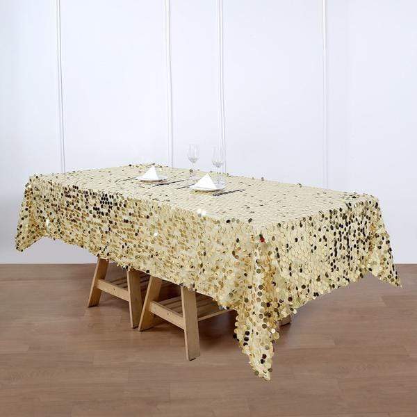 60"x102" Large Payette Sequin Rectangular Tablecloth - Champagne TAB_71_60102_CHMP