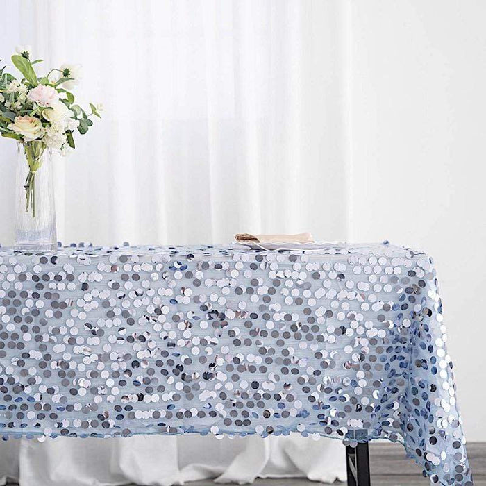 60"x102" Large Payette Sequin Rectangular Tablecloth - Dusty Blue TAB_71_60102_086