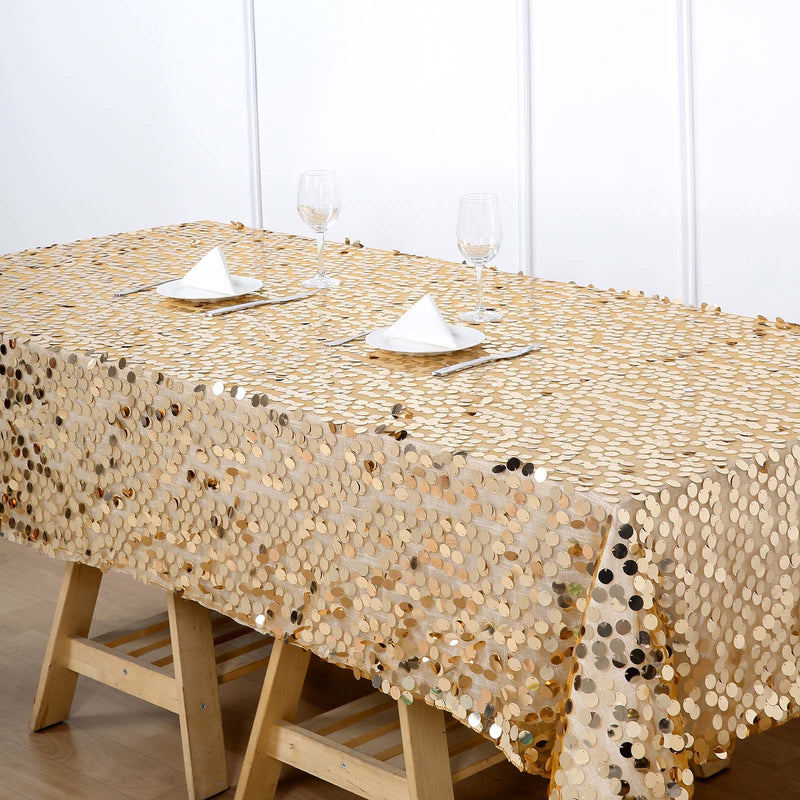 60"x102" Large Payette Sequin Rectangular Tablecloth - Gold TAB_71_60102_GOLD