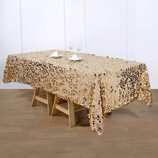 60"x102" Large Payette Sequin Rectangular Tablecloth - Gold TAB_71_60102_GOLD