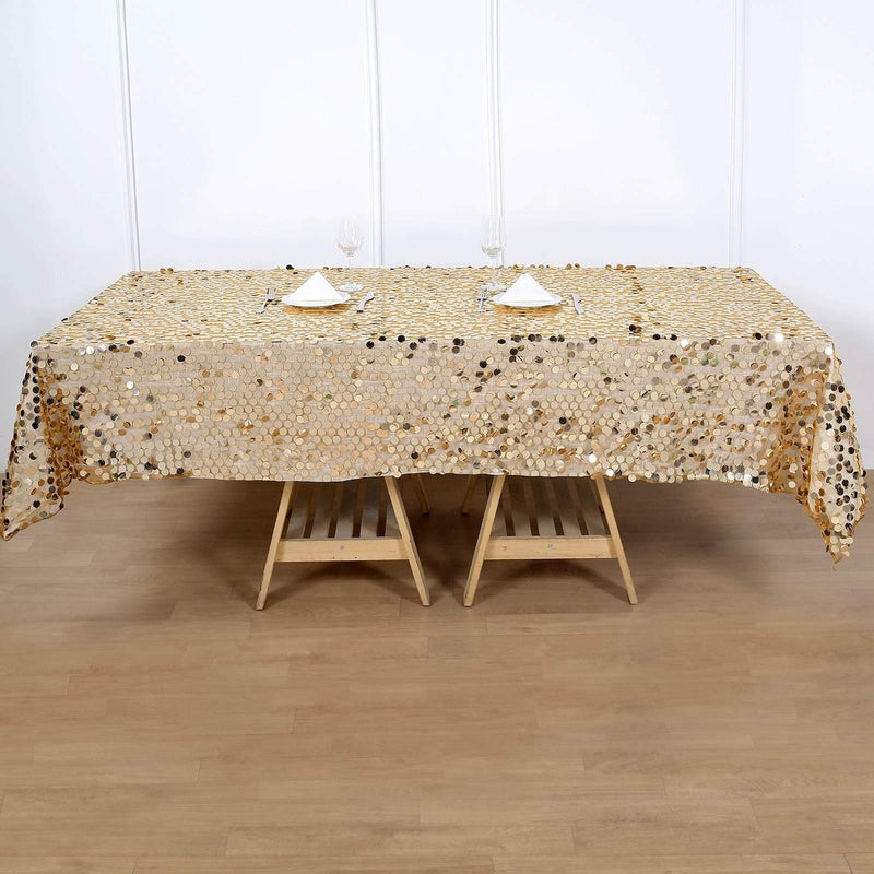 60"x102" Large Payette Sequin Rectangular Tablecloth - Gold TAB_71_60102_GOLD