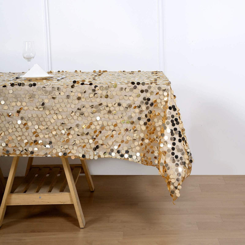 60"x102" Large Payette Sequin Rectangular Tablecloth - Gold TAB_71_60102_GOLD