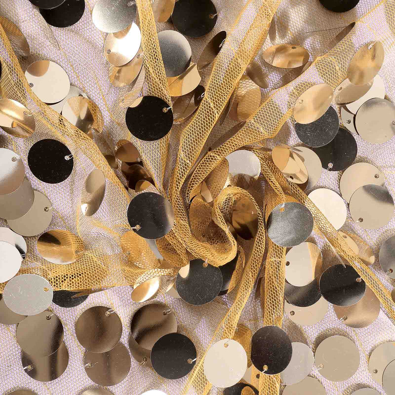 60"x102" Large Payette Sequin Rectangular Tablecloth - Gold TAB_71_60102_GOLD