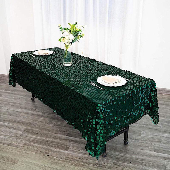 Copy of 60"x102" Large Payette Sequin Rectangular Tablecloth - Hunter Green TAB_71_60102_HUNT