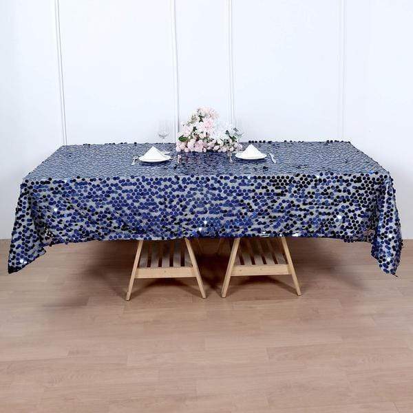60"x102" Large Payette Sequin Rectangular Tablecloth - Navy Blue TAB_71_60102_NAVY