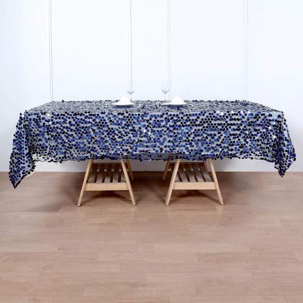 60"x102" Large Payette Sequin Rectangular Tablecloth - Navy Blue TAB_71_60102_NAVY