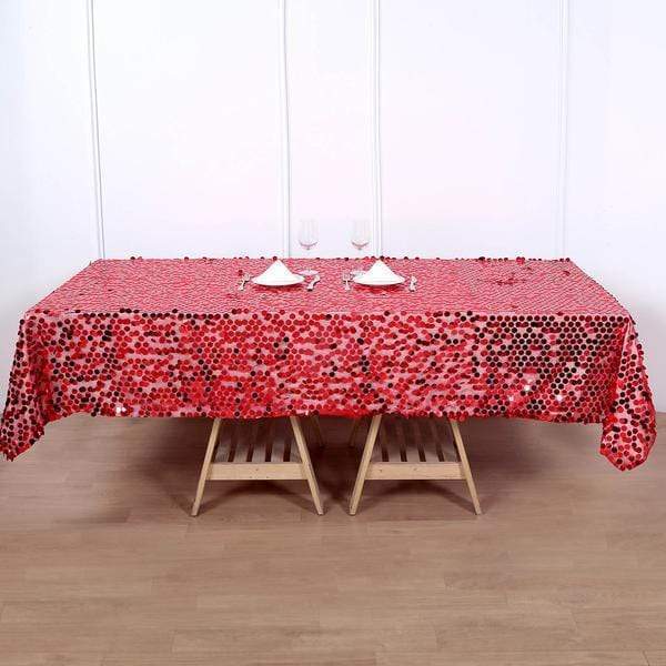 60"x102" Large Payette Sequin Rectangular Tablecloth - Red TAB_71_60102_RED