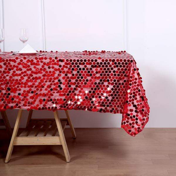 60"x102" Large Payette Sequin Rectangular Tablecloth - Red TAB_71_60102_RED