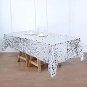 60"x102" Large Payette Sequin Rectangular Tablecloth - Silver TAB_71_60102_SILV