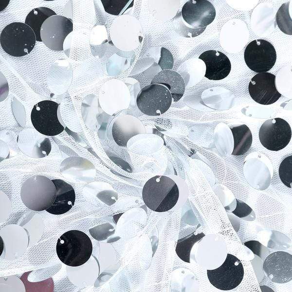 60"x102" Large Payette Sequin Rectangular Tablecloth - Silver TAB_71_60102_SILV