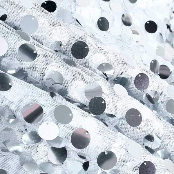 60"x102" Large Payette Sequin Rectangular Tablecloth - Silver TAB_71_60102_SILV