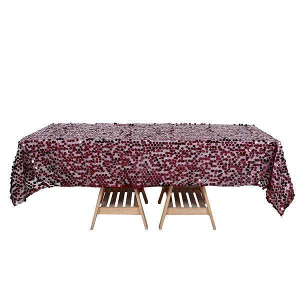 60"x102" Large Payette Sequin Rectangular Tablecloth - Burgundy TAB_71_60102_BURG