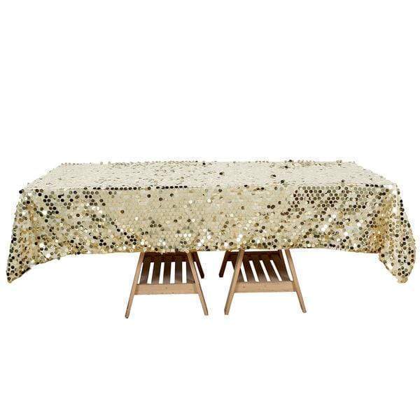 60"x102" Large Payette Sequin Rectangular Tablecloth - Champagne TAB_71_60102_CHMP