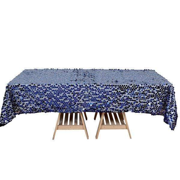 60"x102" Large Payette Sequin Rectangular Tablecloth - Navy Blue TAB_71_60102_NAVY