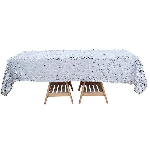 60"x102" Large Payette Sequin Rectangular Tablecloth - Silver TAB_71_60102_SILV