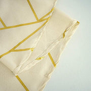 60"x102" Polyester Rectangular Tablecloth with Metallic Geometric Pattern - Beige with Gold TAB_FOIL_60102_081_G