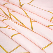 60"x102" Polyester Rectangular Tablecloth with Metallic Geometric Pattern - Blush with Gold TAB_FOIL_60102_046_G