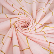 60"x102" Polyester Rectangular Tablecloth with Metallic Geometric Pattern - Blush with Gold TAB_FOIL_60102_046_G