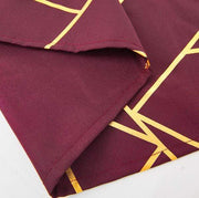 60"x102" Polyester Rectangular Tablecloth with Metallic Geometric Pattern - Burgundy with Gold TAB_FOIL_60102_BURG_G