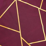 60"x102" Polyester Rectangular Tablecloth with Metallic Geometric Pattern - Burgundy with Gold TAB_FOIL_60102_BURG_G