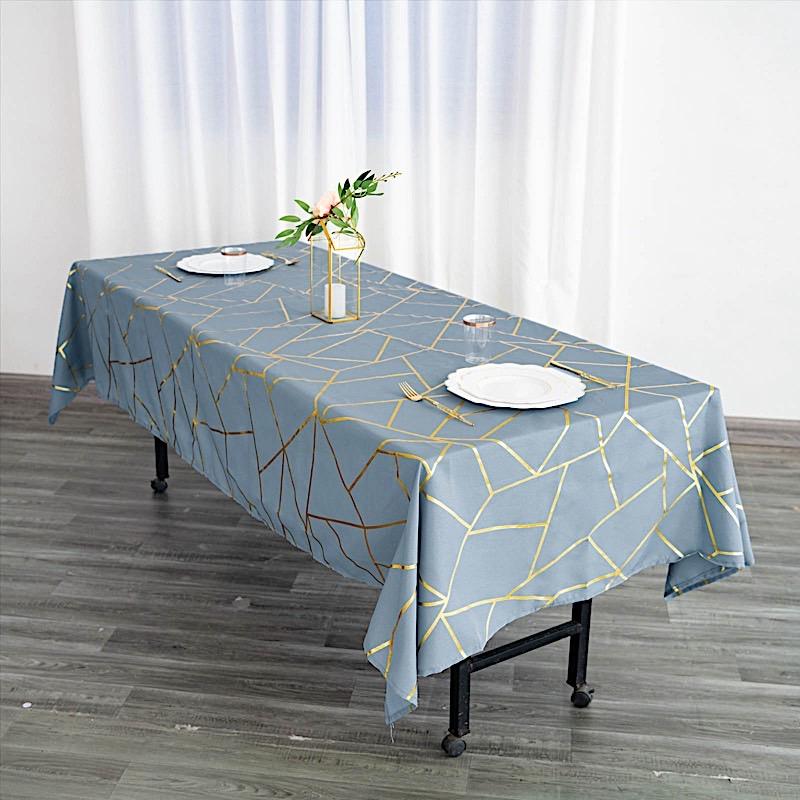 60"x102" Polyester Rectangular Tablecloth with Metallic Geometric Pattern