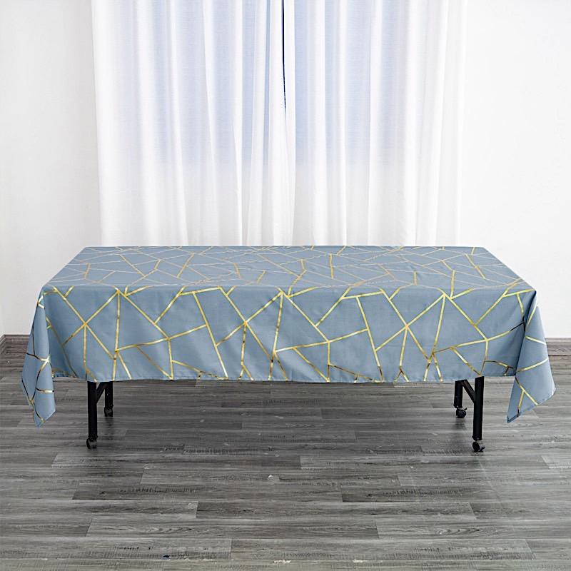 60"x102" Polyester Rectangular Tablecloth with Metallic Geometric Pattern