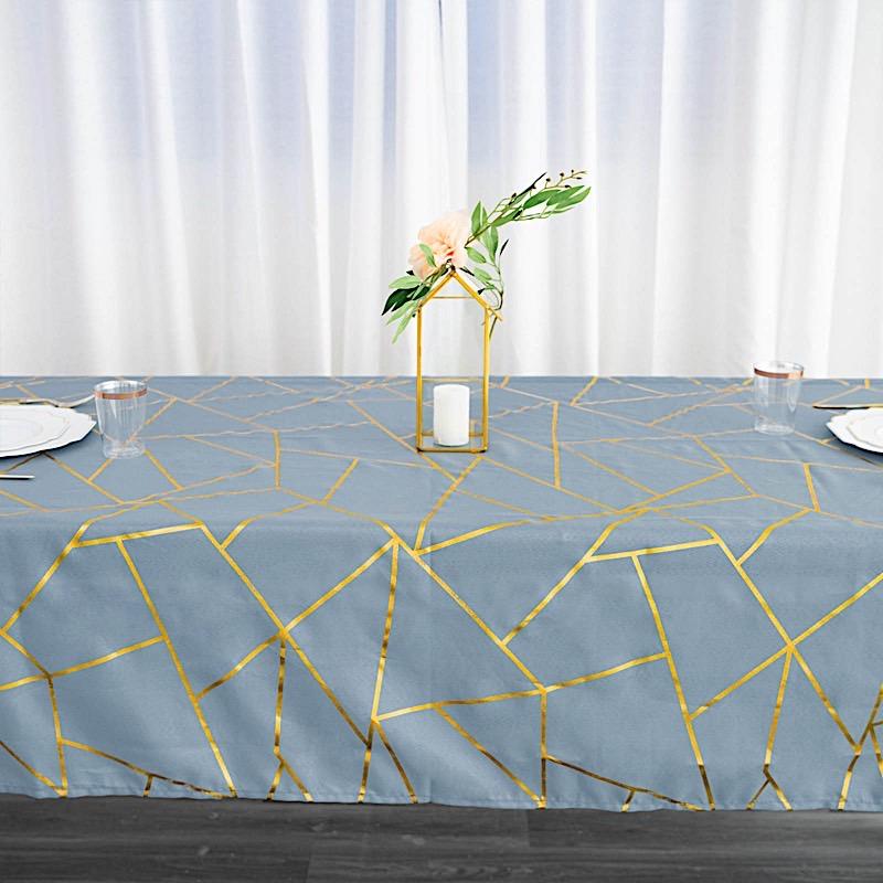 60"x102" Polyester Rectangular Tablecloth with Metallic Geometric Pattern