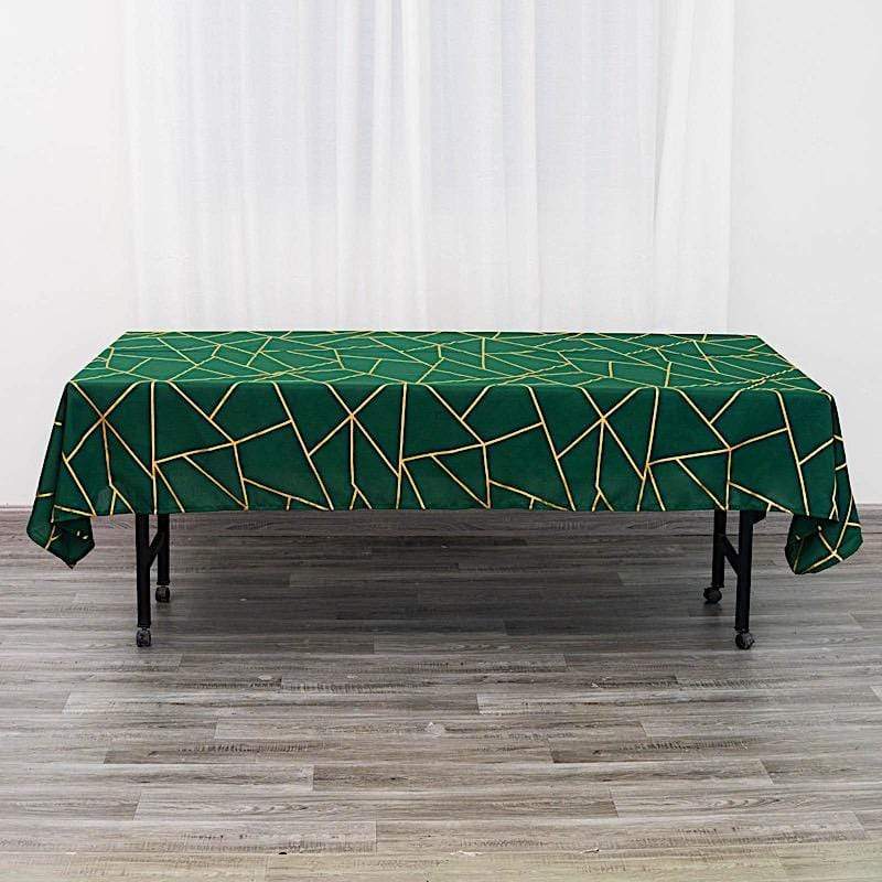 60"x102" Polyester Rectangular Tablecloth with Metallic Geometric Pattern