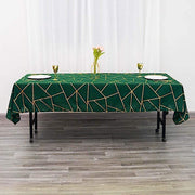60"x102" Polyester Rectangular Tablecloth with Metallic Geometric Pattern