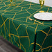 60"x102" Polyester Rectangular Tablecloth with Metallic Geometric Pattern - Hunter Green with Gold TAB_FOIL_60102_HUNT_G