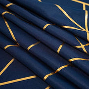 60"x102" Polyester Rectangular Tablecloth with Metallic Geometric Pattern - Navy Blue with Gold TAB_FOIL_60102_NAVY_G