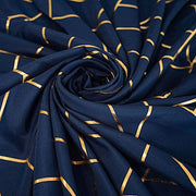 60"x102" Polyester Rectangular Tablecloth with Metallic Geometric Pattern - Navy Blue with Gold TAB_FOIL_60102_NAVY_G