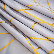 60"x102" Polyester Rectangular Tablecloth with Metallic Geometric Pattern - Silver with Gold TAB_FOIL_60102_SILV_G