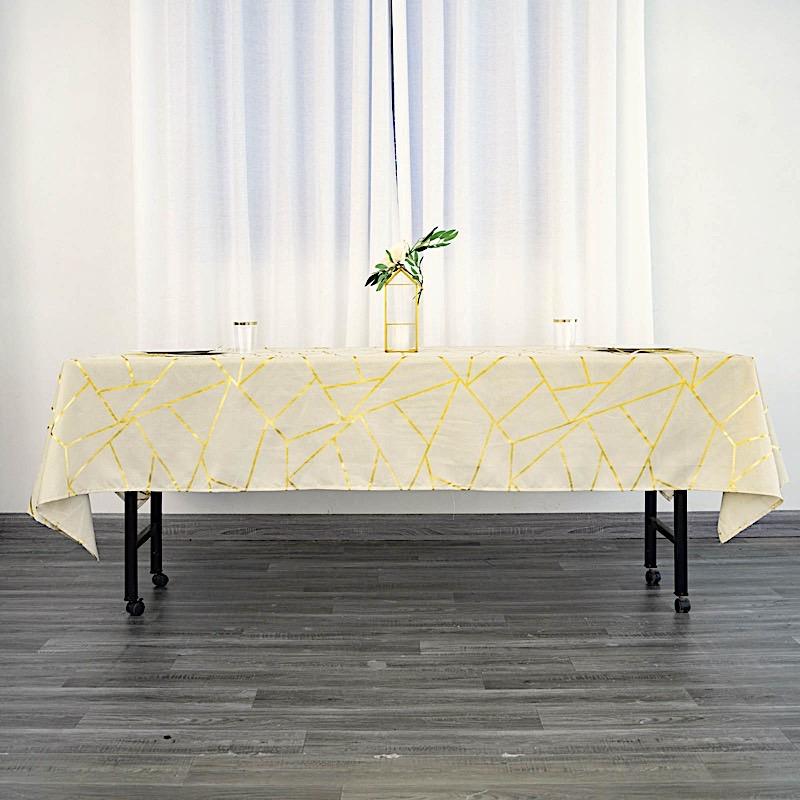60"x102" Polyester Rectangular Tablecloth with Metallic Geometric Pattern