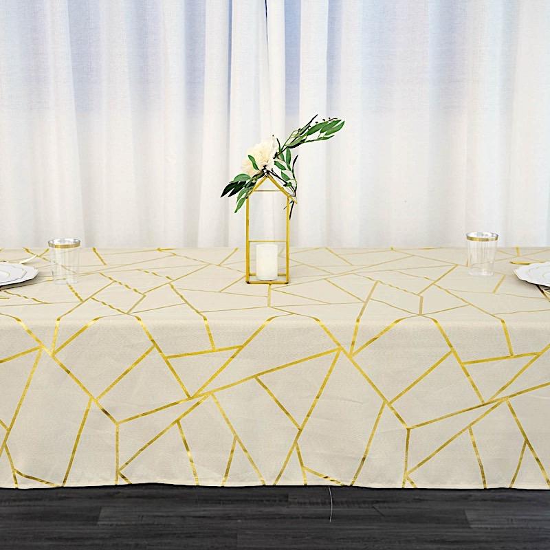 60"x102" Polyester Rectangular Tablecloth with Metallic Geometric Pattern