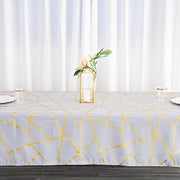 60"x102" Polyester Rectangular Tablecloth with Metallic Geometric Pattern