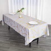 60"x102" Polyester Rectangular Tablecloth with Metallic Geometric Pattern