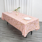60"x102" Polyester Rectangular Tablecloth with Metallic Geometric Pattern